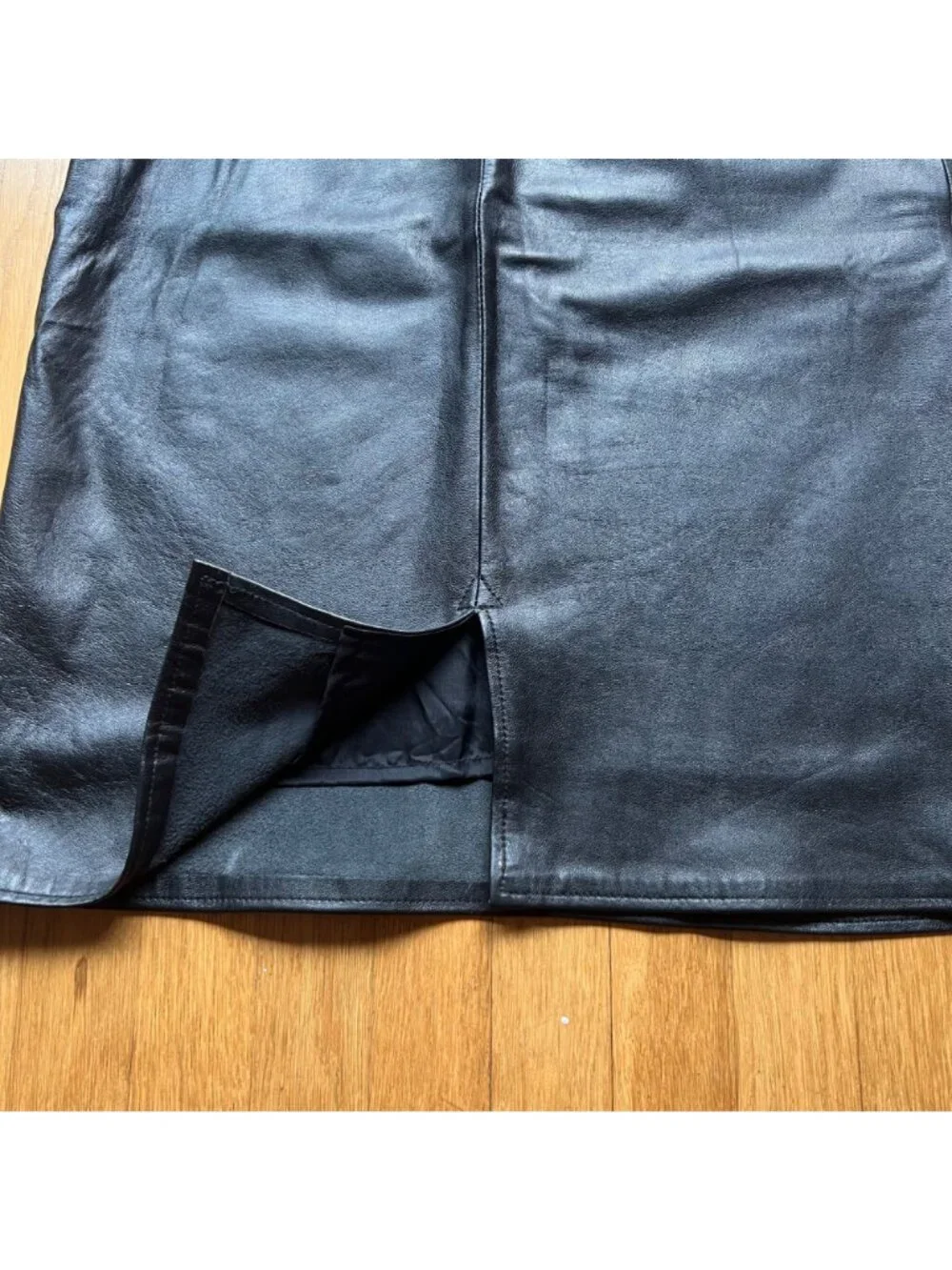 Vintage Goth 90s Erez Sport Size 12 Leather Knee Length Straight Pencil Skirt - Picture 16 of 16
